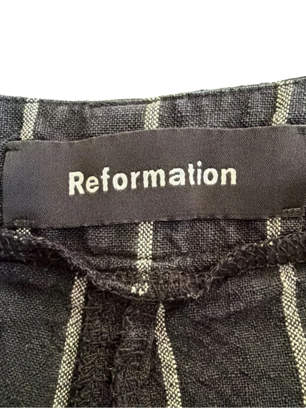 Reformation Striped Black/White Striped Linen Ankle Pants Women's Sz 4 High Rise